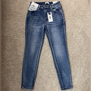 Vertu Blue Skinny Jeans Faded Effect